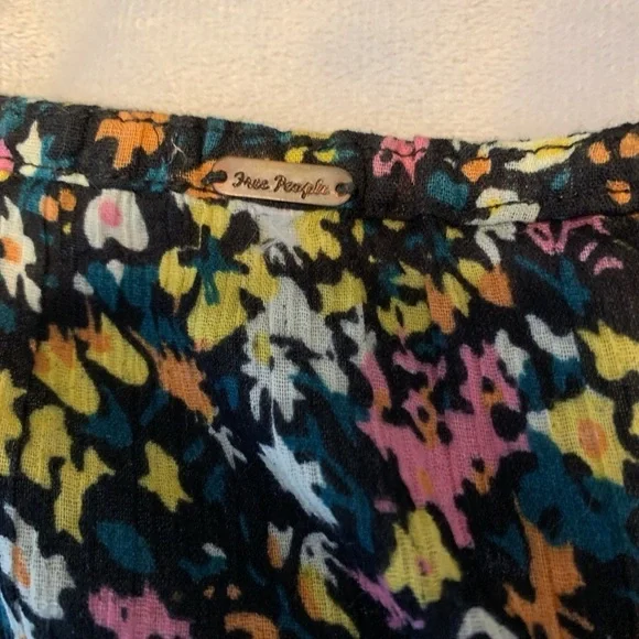 Free People Black gardenia tunic gold embellished dress medium balloon sleeves - Picture 9 of 10